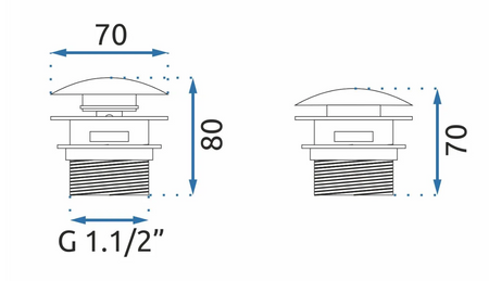 KOREK DO WANNY Z PRZELEWEM CHROM 6cm