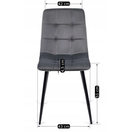 Krzesło PERU Szare Welurowe