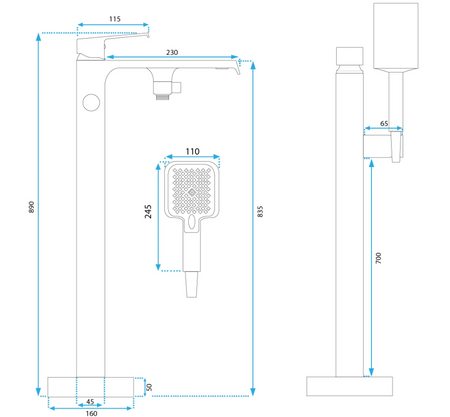 BATERIA WANNOWA PODŁOGOWA MY2061-38C HASS CHROM