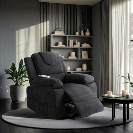 Fotel Masujący z Funkcją Wstawania FENIX Czarny