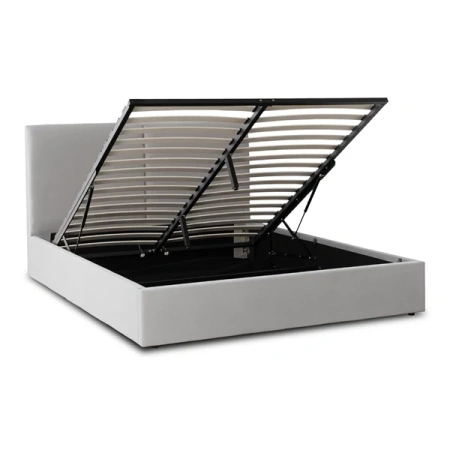 Łóżko 180x200 MARSYLIA Welurowe Szare Z Pojemnikiem