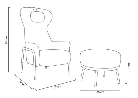 Fotel TEDDY GRAND z podnóżkiem beżowy -   stal