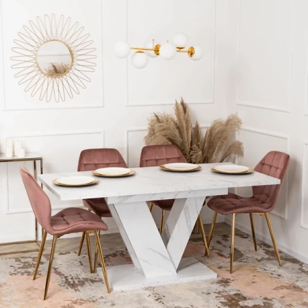 Stół CLARK 120-160 cm Biały Marmur