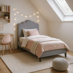 Łóżko 90x200 CRATER Welurowe Szare