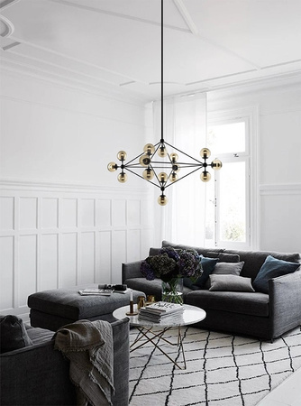 MOOSEE lampa wisząca PLANETARIO 15        czarna - klosze dymione