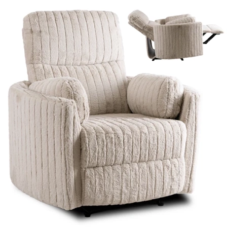 Fotel RAUL Beżowy Tkanina Pluszowa
