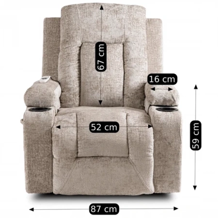 Fotel Masujący BOX Beżowy Welurowy