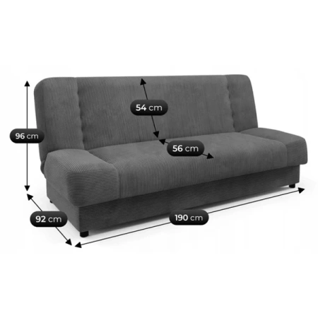 Sofa PIANO Sztruksowa Ciemnoszara