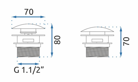 KOREK DO WANNY Z PRZELEWEM ZŁOTY SZCZOTKOWANY 6cm