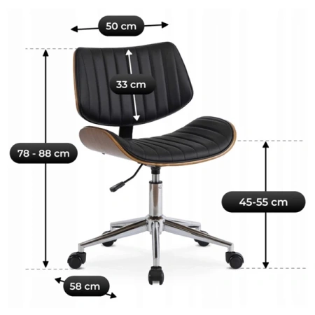 Fotel Obrotowy TEKSAS Czarny Ekoskóra