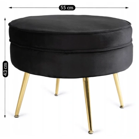 Fotel GRAND z Podnóżkiem Czarny Welurowy