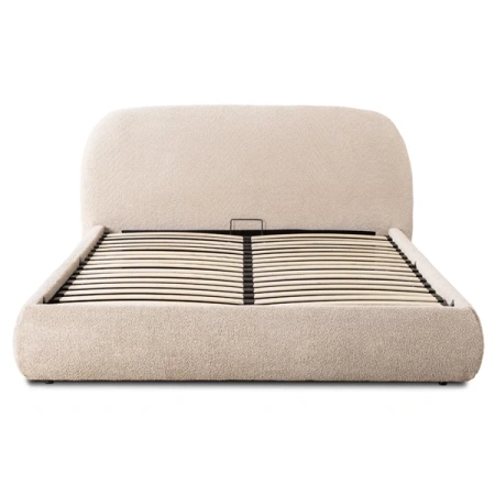 Łóżko 160x200 ROSSO Beżowe Boucle Z Pojemnikiem
