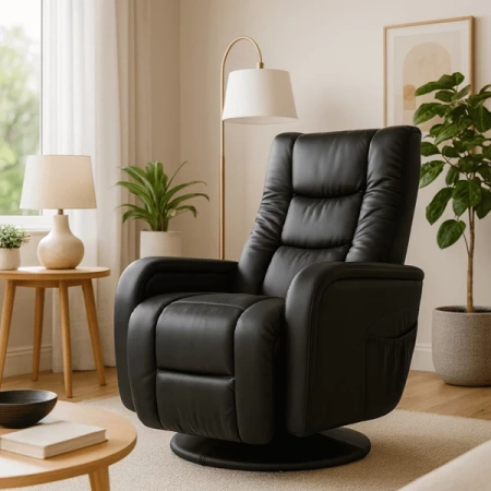 Fotel Obrotowy Masujący SPIKE Czarny Ekoskóra