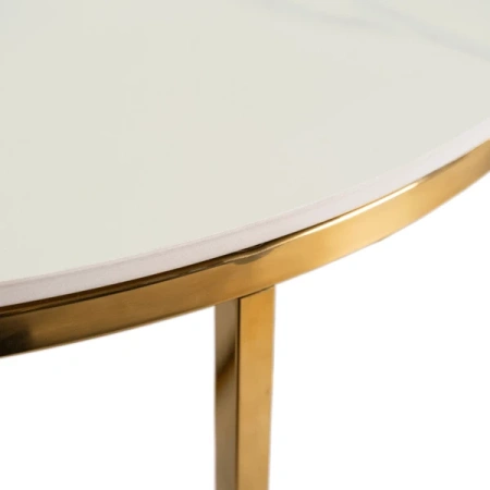 Stolik Ceramiczny MARINE Biały Marmur/Złoty