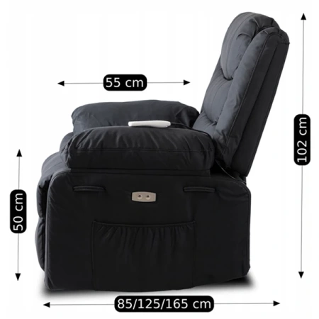 Fotel Masujący JASPER Czarny Ekoskóra