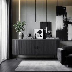 Komoda Dwudrzwiowa Rozsuwana 180 cm TRISH Czarna