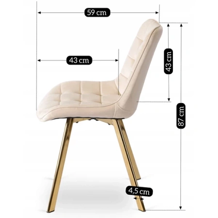 Krzesło DEVI Kremowe Welurowe
