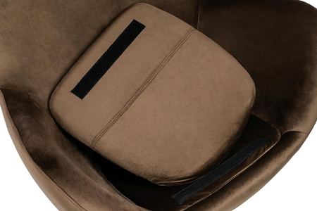 Fotel EGG SZEROKI VELVET ciemny brąz.81  - welur, podstawa stal