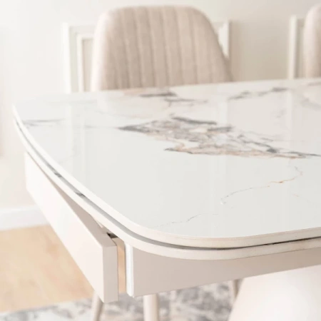 Stół Rozkładany VERONA 160-240 cm Biały Marmur/Kaszmir
