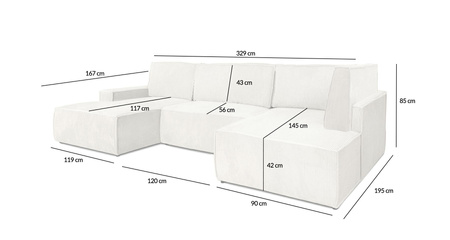 Narożnik PILLOW C2 120 z funkcją spania - II grupa tkanin