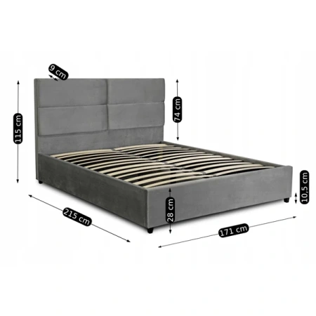 Łóżko 160x200 TULSA Welurowe Szare