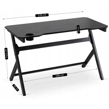 Biurko Gamingowe BLECK 120 cm Czarne