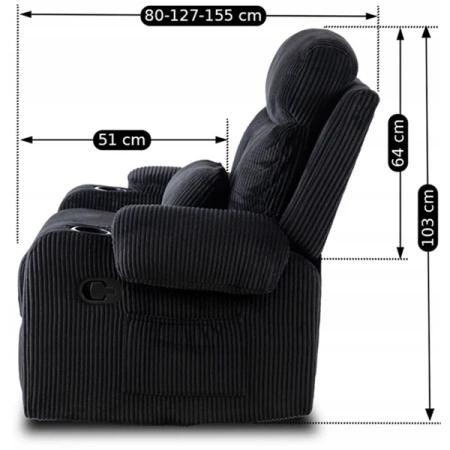 Fotel TORRES Czarny Sztruksowy