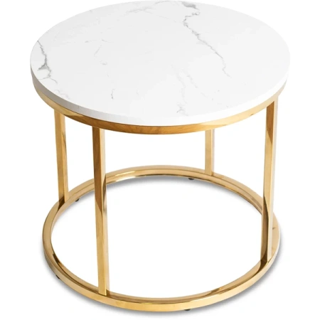 Stolik CLIFF Biały Marmur/Złoty