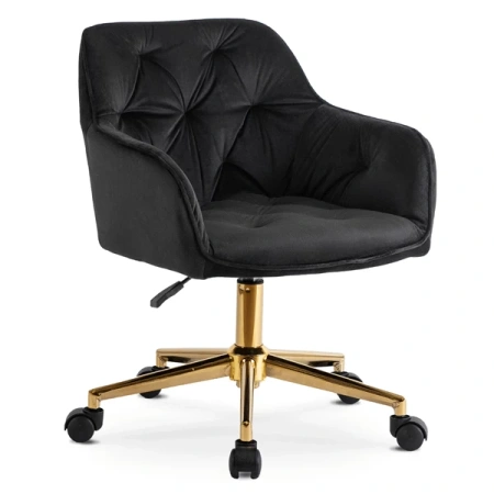 Fotel Obrotowy KONOR Czarny Welurowy