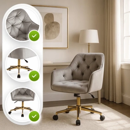 Fotel Obrotowy KONOR Szary Welurowy