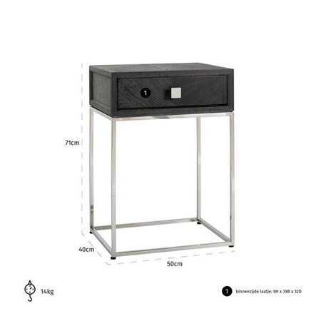 RICHMOND szafka nocna BLACKBONE SILVER - 1 szuflada