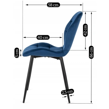 Krzesło LUCKY Granatowe Welurowe