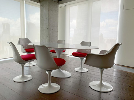 Stół TULIP ELLIPSE MARBLE ARABESCATO 200  biały - marmur, metal