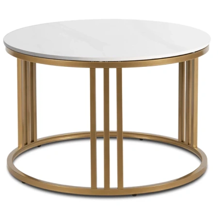 Stolik KORIN Biały Połysk/Złoty