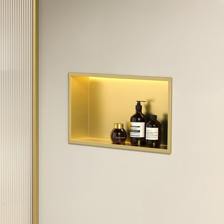 PÓŁKA WNĘKOWA LED 30x45x10 cm BRUSH GOLD