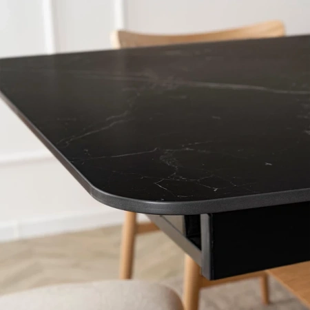 Stół ALICANTE 160-200 cm Czarny marmur/Dąb