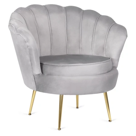 Fotel GRAND z Podnóżkiem Szary Welurowy