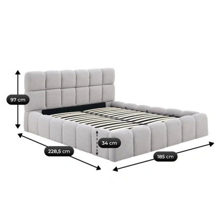Łóżko 160x200 MURCJA Boucle Szare Z Pojemnikiem