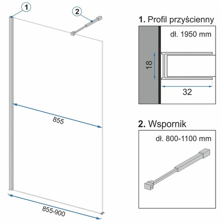 ŚCIANKA PRYSZNICOWA AERO OMBRE BLACK/BLACK 110