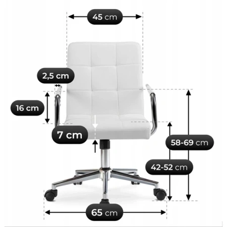 Fotel Obrotowy ASTRO Biały Ekoskóra