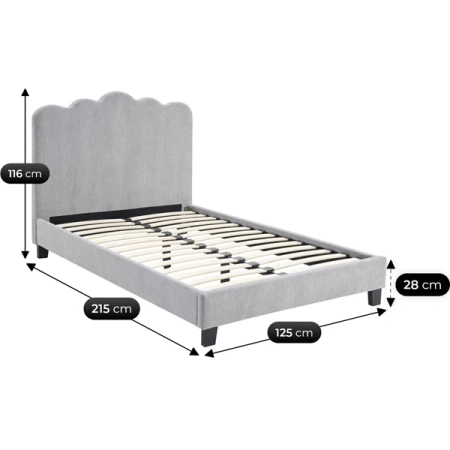 Łóżko 120x200 CRATER Boucle Szare