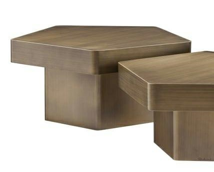 RICHMOND zestaw stolików kawowych HEXA    szczotkowane złoto