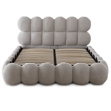 Łóżko 140x200 ANKARA Boucle Szare Z Pojemnikiem