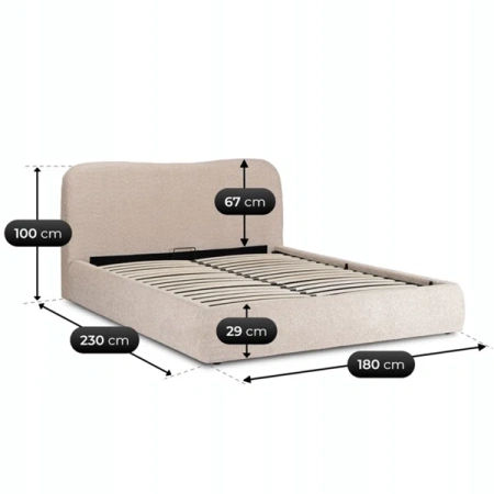 Łóżko 160x200 BRISTOL Beżowe Z Pojemnikiem
