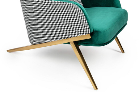 Fotel HAMPTON VELVET ciemny zielony -     welur, metal