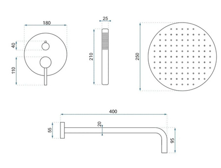 ZESTAW PODTYNKOWY JS-7029B FOSS CLIF CZARNY