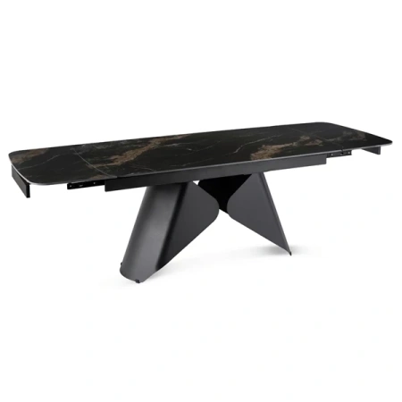 Stół Rozkładany Ceramiczny VERONA 160-240 cm Czarny Marmur/Czarny