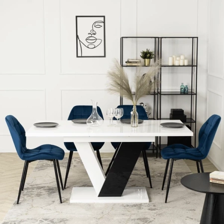 Krzesło LUCKY Granatowe Welurowe