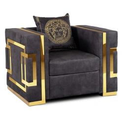 Fotel PALLAZO 1S Czarno/Złoty