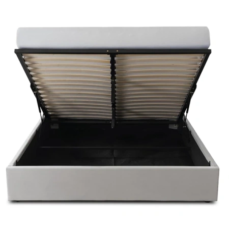 Łóżko 180x200 MARSYLIA Welurowe Szare Z Pojemnikiem